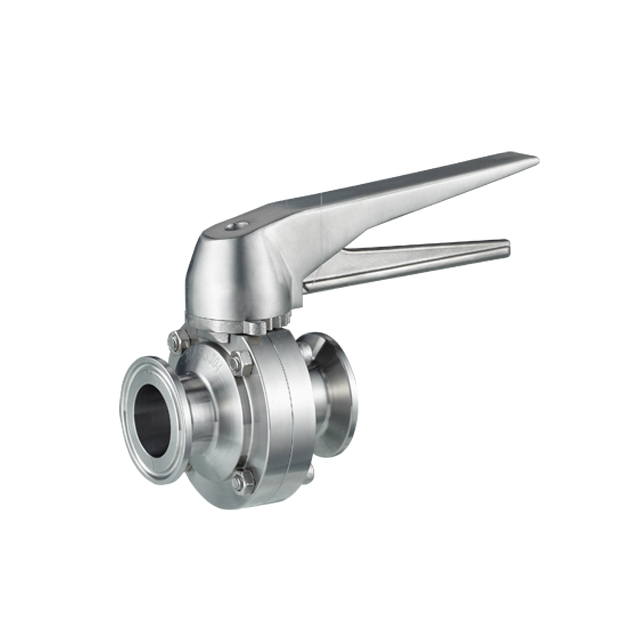 SS304 Санитарный ручной клапан-бабочка Tri-clamp с высоким потоком и проушинами